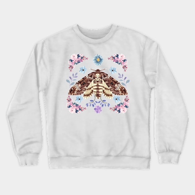 Deathshead Hawkmoth Forest Symmetry Crewneck Sweatshirt by TrapperWeasel